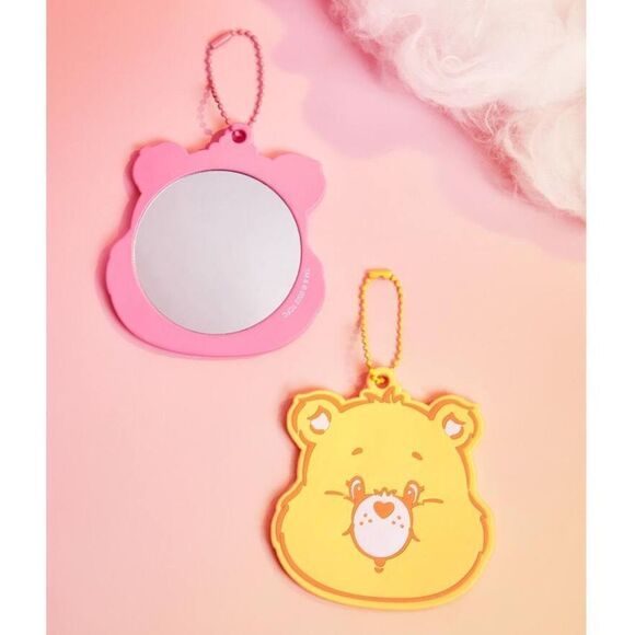 New Care Bear Shein Small Compact Mirror Keychain Charm Yellow Funshine Bear - Picture 2 of 2